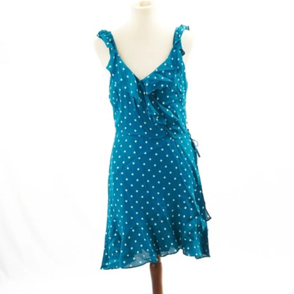 Willow & Clay Polka Dot Cold Shoulder Wrap Dress S - Picture 3 of 6